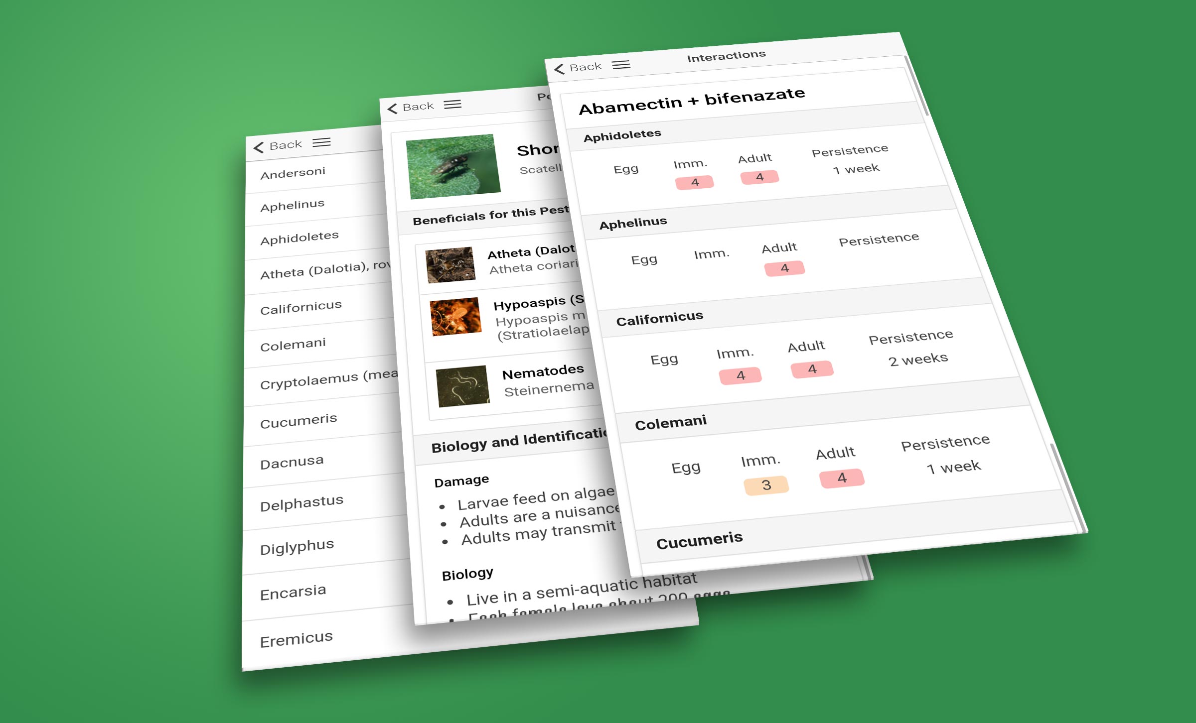 ipm-screens Screens from the Pocket IPM app